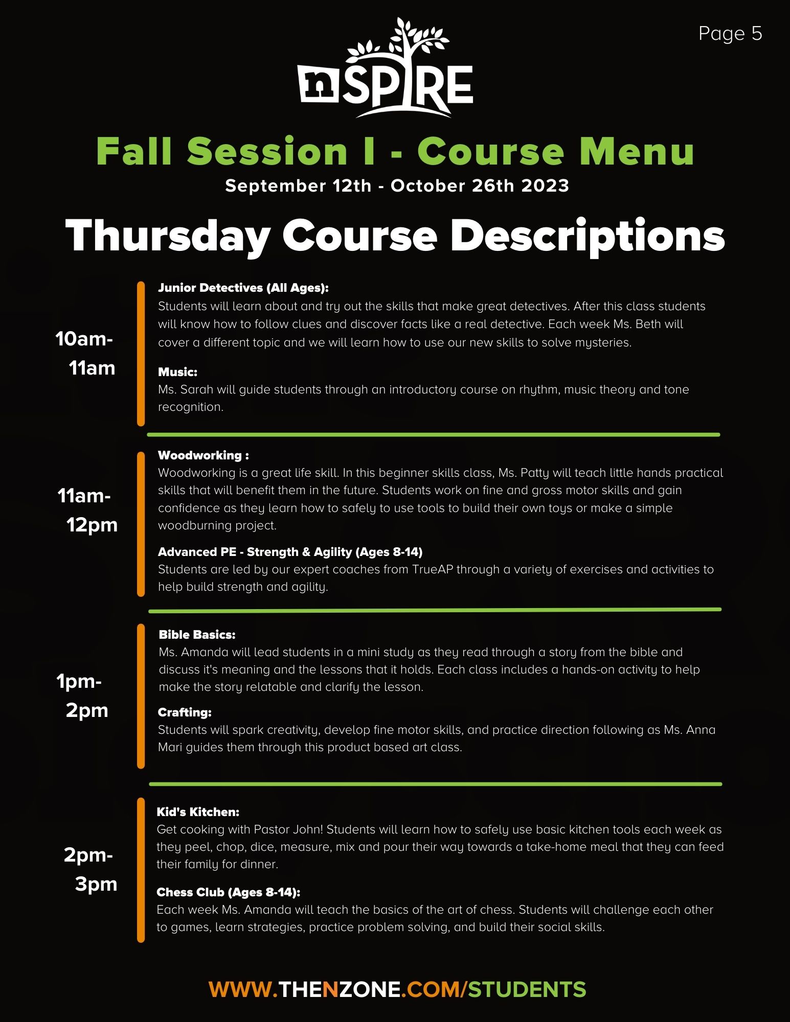 Thursday-Descriptions