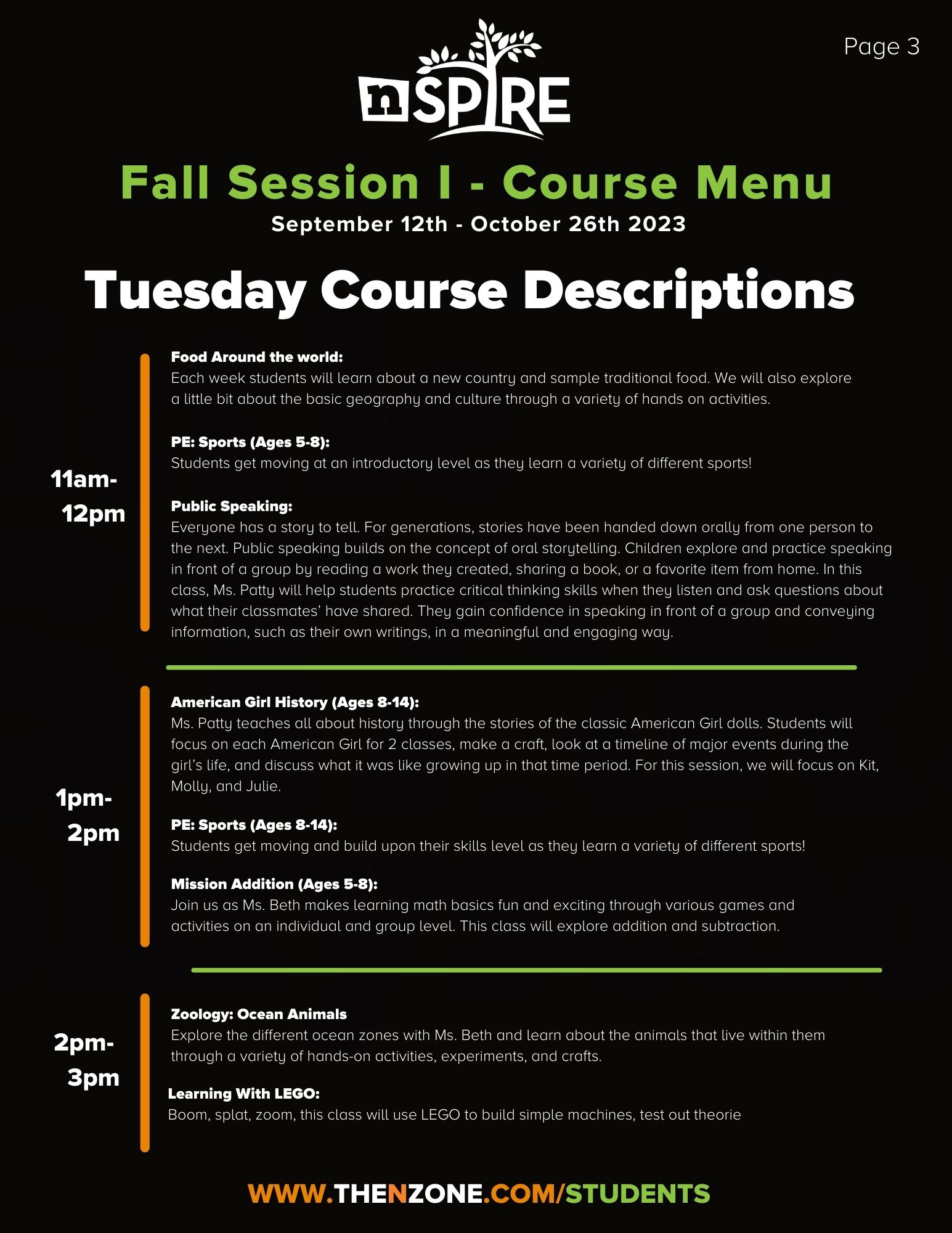 Tuesday-Descriptions